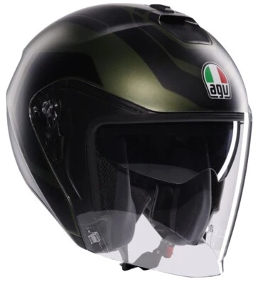 CASCO HELMET MOTO JET AGV IRIDES SAKAI BLACK GREEN MATT TG XXL - Immagine 1 di 3