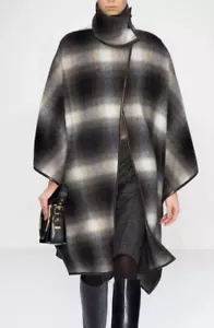 SELTEN Salvatore Ferragamo Poncho Umhangmantel mit Lederborte Gr. 38, US S - Bild 1 von 5