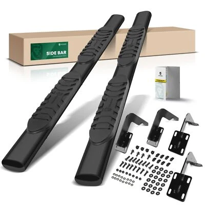 New 5IN Black Steel Oval Straight Side Step Bars for Ford F-250 F-350 Super Duty - Image 1 of 4