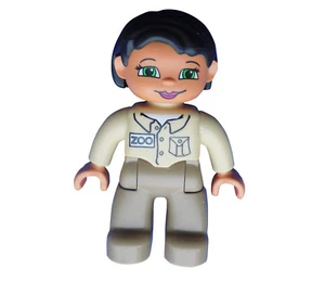Lego Duplo Frau schwarze Haare Tierpflegerin beiges Shirt 47394pb116 Neu - Bild 1 von 1