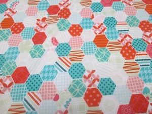 Multi Color Hexagons - Riley Blake - 'So Happy' - BTY 36"Lx44"W - COTTON - NICE - Picture 1 of 3