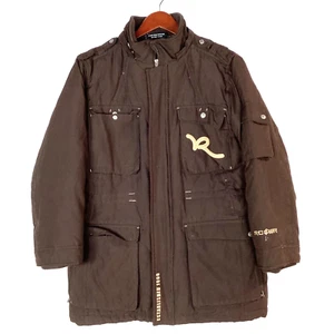 Rocawear Y2K Parka Insulted Puffer Jacket Size Large Brown Full Zip - Picture 1 of 4