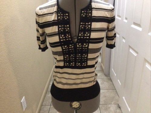 FENDI donna autentica a righe ricamata dettaglio anteriore usatoa ta