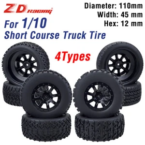 4x ZD Racing Short-course Truck Wheels Tires 12mm Hex For 1/10 Traxxas RC Car - Picture 1 of 27
