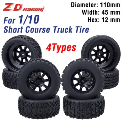 4x ZD Racing Short-course Truck Wheels Tires 12mm Hex For 1/10 Traxxas RC Car - Image 1 of 4