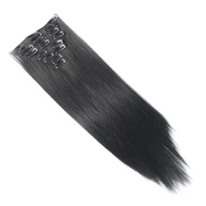 Clip in Hair Extensions Jet Black Straight 18" Full Head 8 Pcs 120g Synthetic - Picture 1 of 3