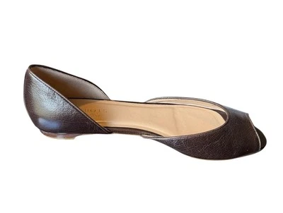 Zapatos para mujer Talbots marrón cuero genuino punta abierta D’Orsay planos talla 10AA Foto 1 de 4
