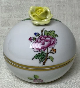Herend Porzellan kleine Dose mit gelber Rose handbemalt Dm7,6xH7cm - Bild 1 von 7