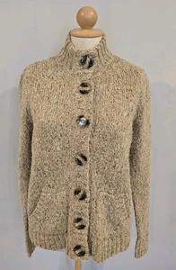 Cardigan maglione Charter Club Petite marrone maglia grandi bottoni tasche taglia P/M  - Foto 1 di 12