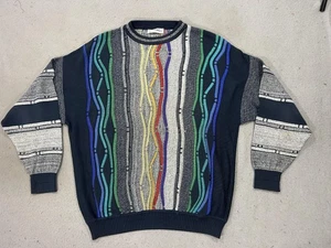 Vintage St. Croix Shop Sweater Men Large Multicolor 3D Textured Knit Made in USA - Picture 1 of 14