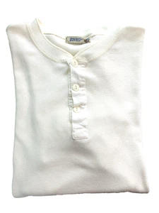 Vintage Men M Long John Henley Shirt Ivory Cotton Base Layer Workwear Grandpa - Picture 1 of 20