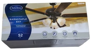 New Sealed Harbor Breeze, 52" Barnstaple Bay Ceiling Fan with Light Kit 5-Blade  - Picture 1 of 8