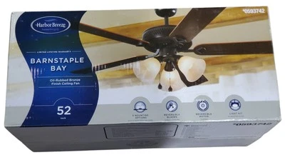 New Sealed Harbor Breeze, 52" Barnstaple Bay Ceiling Fan with Light Kit 5-Blade  - Image 1 of 4