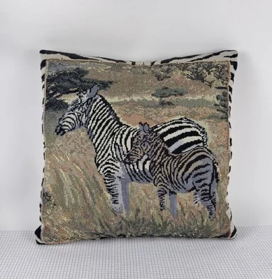 "Tapiz familiar cebra vintage doble cara almohada de acento 15 X 15"" safari" Foto 1 de 4