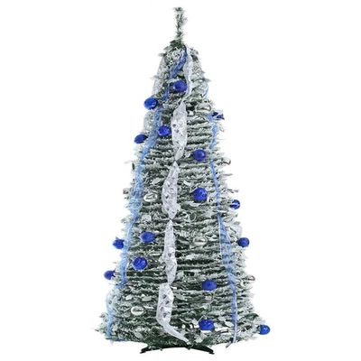 SINT 6ft Artificial Pre-Decorated Lighted Popup Christmas Tree – Blue & White - Image 1 of 4