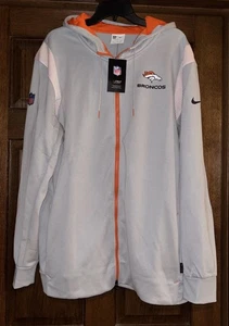 DENVER BRONCOS NIKE On Field Men’s Zip Up Hoodie Size 2XL NFL Football Gray NEW - Picture 1 of 21
