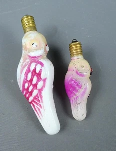 Vintage Christmas Figural Milk Glass Light Bulbs Parrots c1920 x2 working #25136 - Picture 1 of 11
