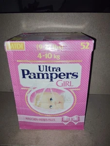 vintage ultra pampers girl for babies 4-10kg 52 midi plastic diapers - Picture 1 of 9