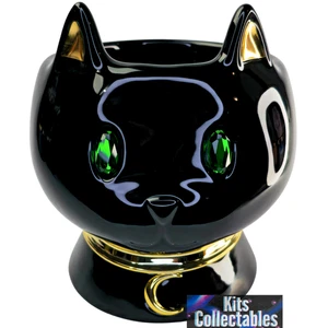 Bath & Body Works Halloween Black Cat Jeweled Eyes 3-Wick Candle Holder NEW - Picture 1 of 5