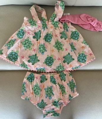 Diadema y Delantal Tortuga Mud Pie Florers Infantil Niña Talla 6-9M Verde Melocotón Nuevo con Etiquetas Foto 1 de 4