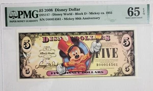 2008 Disney Dollar $5 Mickey 80th Anniversary - PMG 65 (DIS147) - ON HAND - Picture 1 of 1