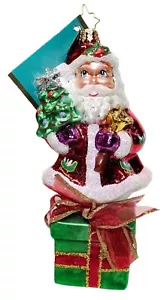 CHRISTOPHER RADKO "Festive Visitor" Glass Santa Christmas Ornament w/Tag RETIRED - Picture 1 of 9