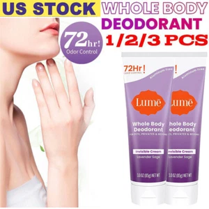 Lume Whole Body Deodorant Cream Clean Tangerine Skin Safe 72Hr Odor Control USA