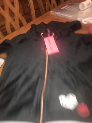 Betsey Johnson NWT Black Velvet Hoodie XS - Image 1 of 4