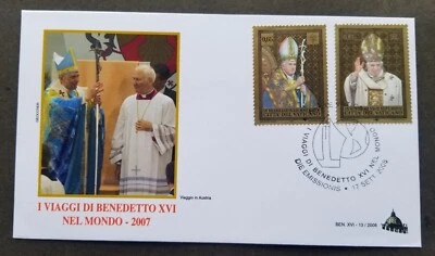 [SJ] Vatican Travels Austria & Brazil Of Pope Benedict XVI 2008 (FDC) - Image 1 of 4
