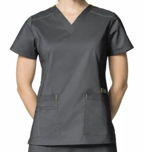 2 WONDER FLEX SCRUB TOPS SZ  XL TOP GRAY WITH GREEN TRIM "2 TOPS" - Picture 1 of 3