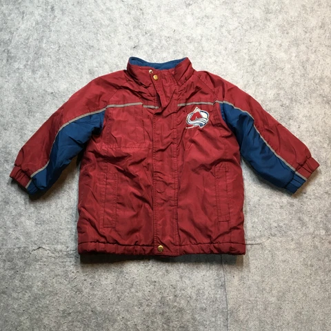 Vintage Mighty Mac Colorado Avalanche Jacket Kids 4 Red Full Zip Fleece Lined Cover