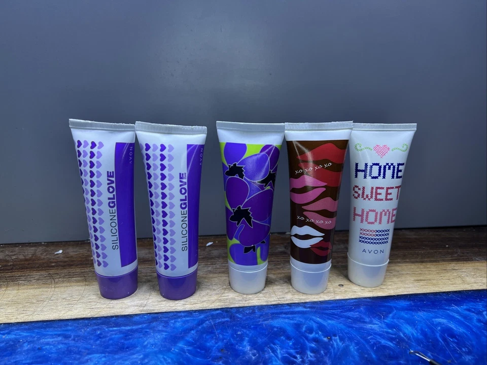 5X Vintage Avon Hand Cream 1.5 Oz Holiday Designer Labels Silicone Glove - Image 1 of 4