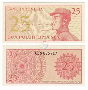 Nota de repuesto INDONESIA 25 Sen prefijo XDN 1964 P-93 UNC sin circular - Imagen 1 de 1