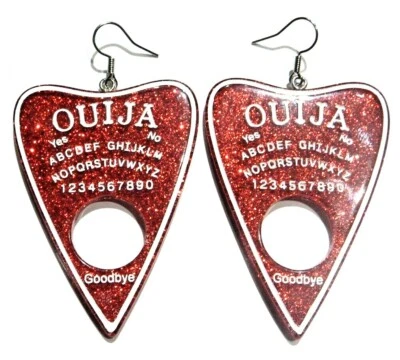 OUIJA EARRINGS glitter Spirit Board Planchette gothic occult witch halloween 3H - Image 1 of 3