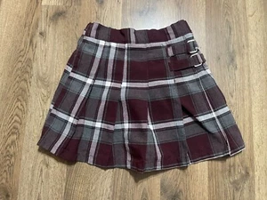 French Toast Skort, Girl's Size 6X, Maroon Gray White, Plaid, Buckle - Picture 1 of 7