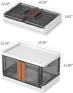 HAIXIN Plastic Storage Boxes with Lids - Stackable Organiser Foldable Box - Picture 1 of 4