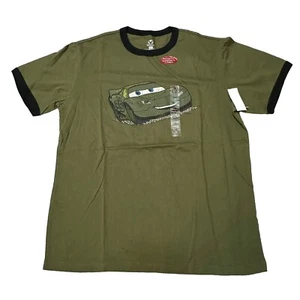 Pixar Small Cars Movie Lightning McQueen Olive Ringer T Shirt Disney Store - Picture 1 of 7