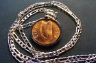 1998 Irish Mint Condition Penny Coin Pendant on 28" 925 Sterling Silver Chain 