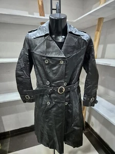 S.B Giacca in vera pelle usato donna woman NERO Tg 48 XYR617L - Picture 1 of 9