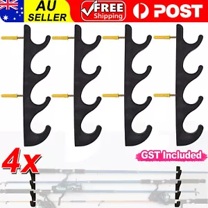 4x Wall Mount Fishing Rod Holder Horizontal 8-Rod Black Fishing Rod Storage Rack - Picture 1 of 7