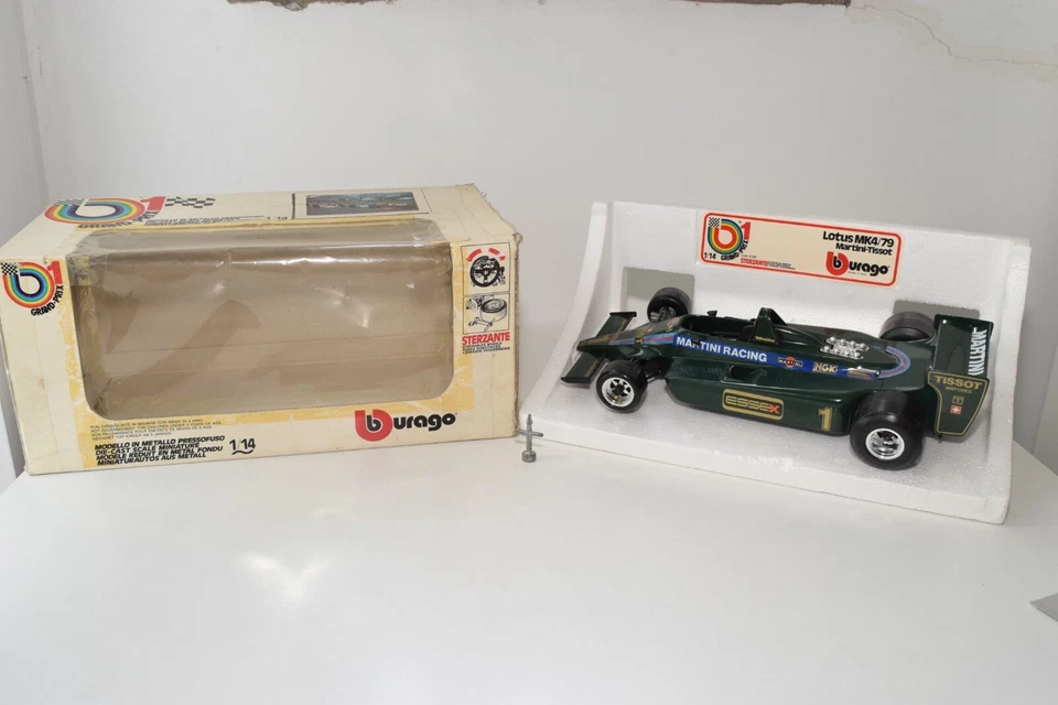 A61 1:14 BBURAGO BURAGO 2105 LOTUS MK4/79 FORMULA 1 RACING CAR MARTINI TISSOT MB - Immagine 1 di 4