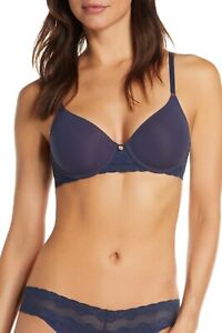 NATORI 721154 Bliss Perfection Underwire Contour Lace Smooth Bra NAVY size 32 D