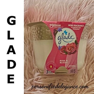 NEW Glade Rose & Bloom 3-Wick 6.8 oz Fragrance Scented Candle - Picture 1 of 21