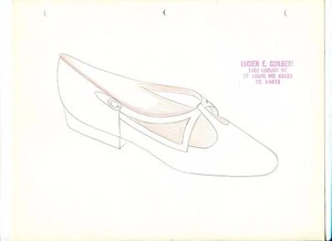 ZAPATO LUCIEN GUILBERT ORIGINAL BOCETO DIBUJADO A MANO AÑOS 60 DISEÑADOR DE MODA CORREAS 17A - Imagen 1 de 1