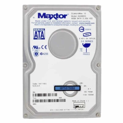 Disk Maxtor 80GB DiamondMax 10 7200U/Min SATA II 8MB 6V080E0 3,5 Pollici - Immagine 1 di 4