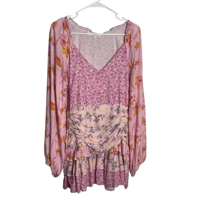 Wicked AF Jeanne Mini Dress Womens M Pink Ruched Skirt Side Zip Sweetheart Neck - Image 1 of 4