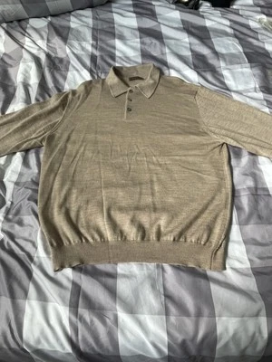 Suéter Mario Gilberti Crom Italia Para Hombre 100% Lana Merino Extra Fina Talla XL Tostado Foto 1 de 4