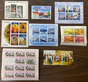 WORLD, MIX LOT OF 8 MINISHEETS / BLOCKS, UNUSED, 37 Stamps, Some Postmarked - Picture 1 of 9