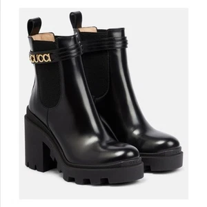 Stivaletti Gucci Magnum 40/US 10 Chelsea in pelle nera con tacco a blocco nuovi con scatola - Foto 1 di 15