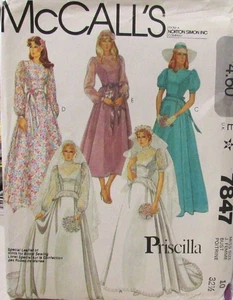 VTG McCalls 7847 Misses 10 Pricilla Bridal Bridesmaid Gown Wedding Dress Pattern - Picture 1 of 2